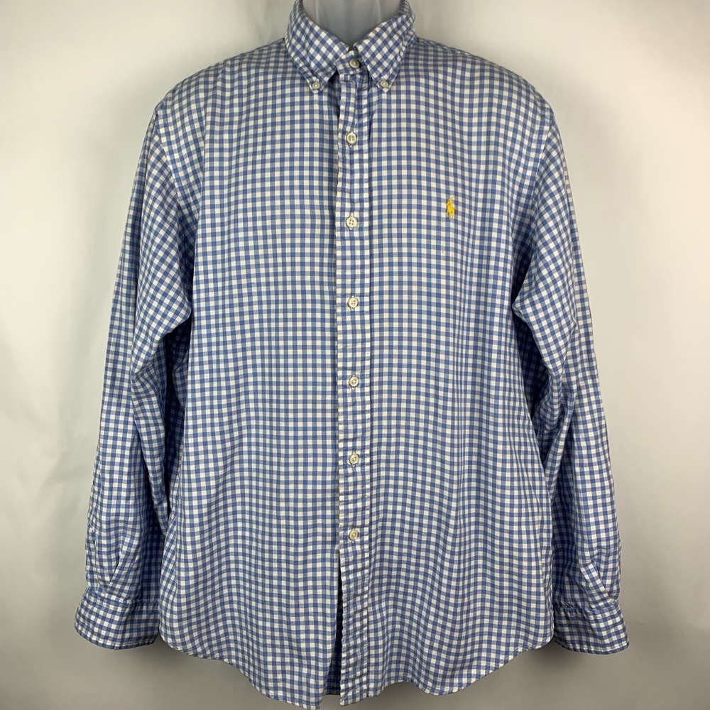 Polo By Ralph Lauren Mens Blue Plaids Large Shirt